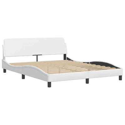 Bed Frame with LED Lights White 160x200 cm Faux Leather