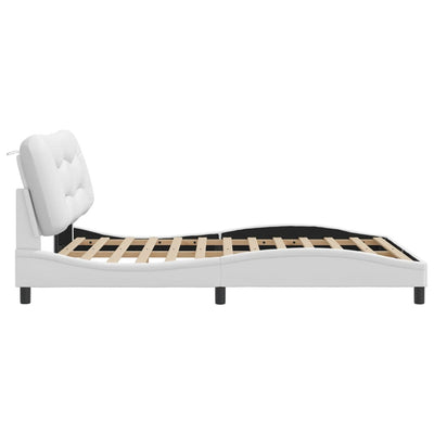 Bed Frame with LED Lights White 160x200 cm Faux Leather