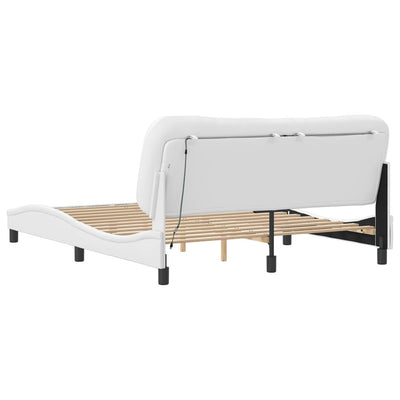 Bed Frame with LED Lights White 160x200 cm Faux Leather