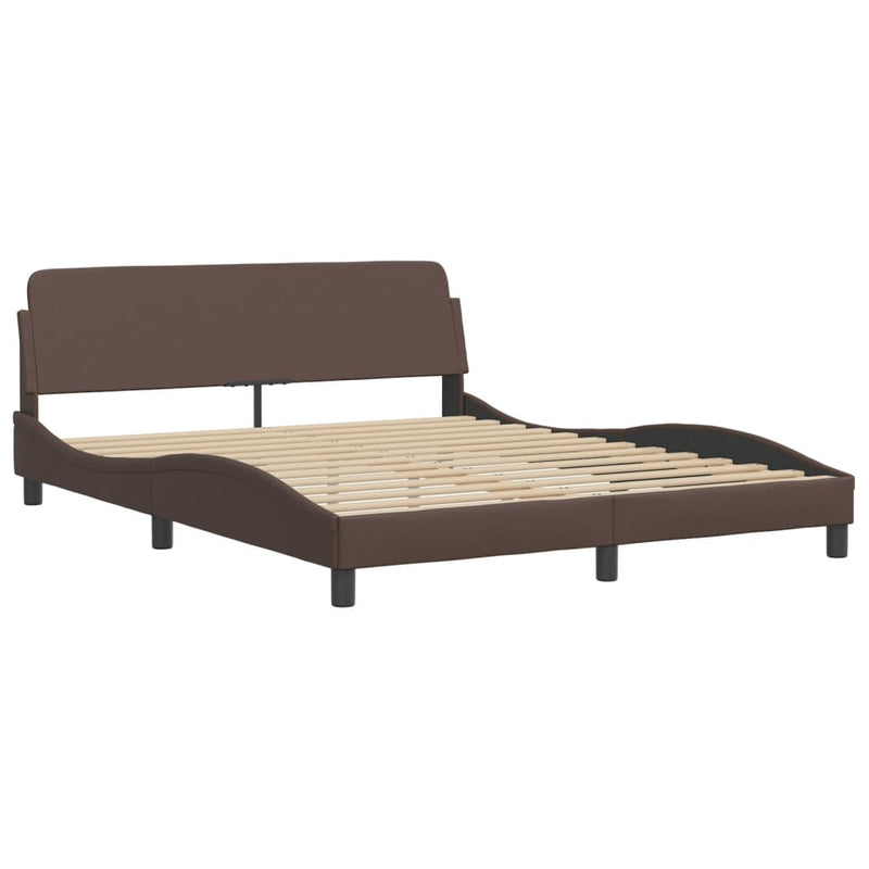 Bed Frame with LED Lights Brown 160x200 cm Faux Leather