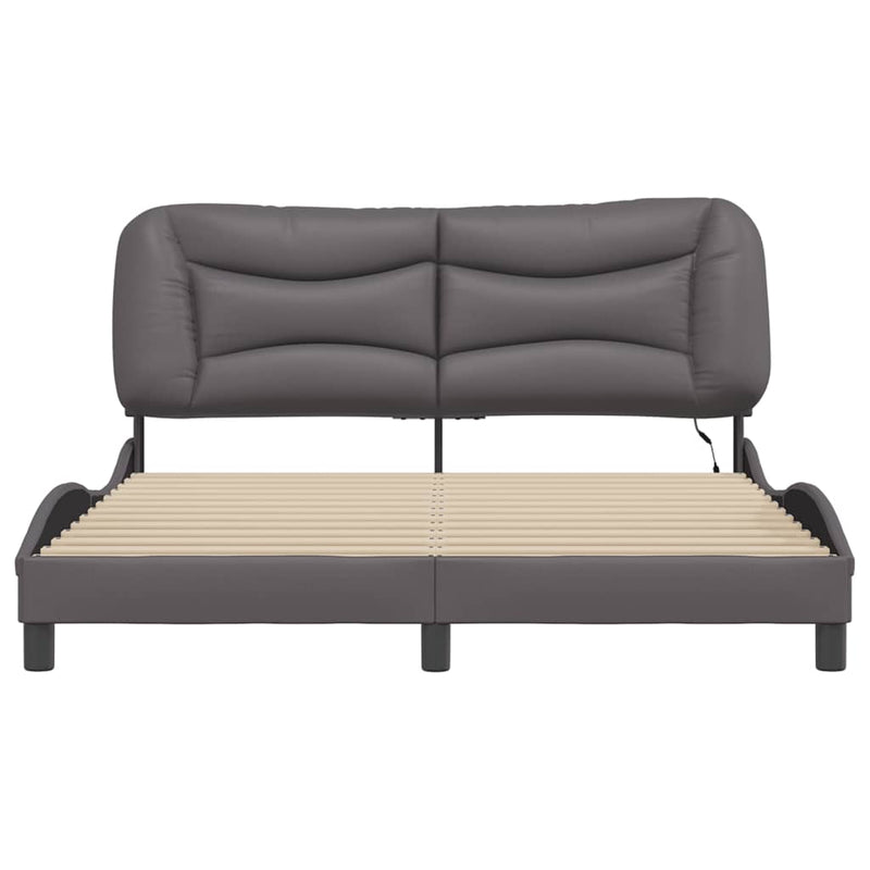 Bed Frame with LED Lights Grey 160x200 cm Faux Leather