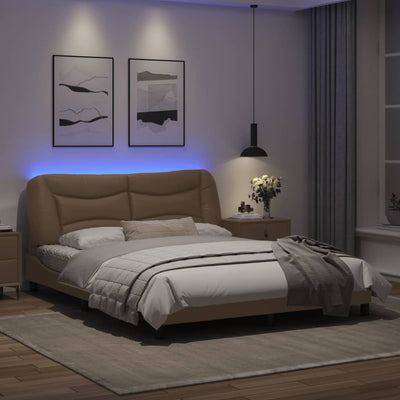 Bed Frame with LED Lights Cappuccino 160x200 cm Faux Leather