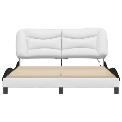 Bed Frame with LED Lights White and Black 160x200 cm Faux Leather