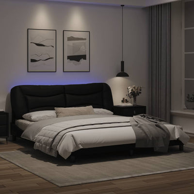 Bed Frame with LED Lights Black 180x200 cm Super King Faux Leather