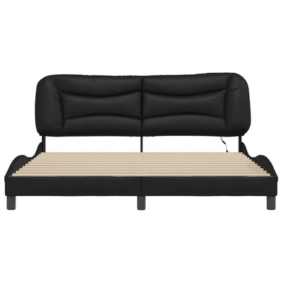 Bed Frame with LED Lights Black 180x200 cm Super King Faux Leather