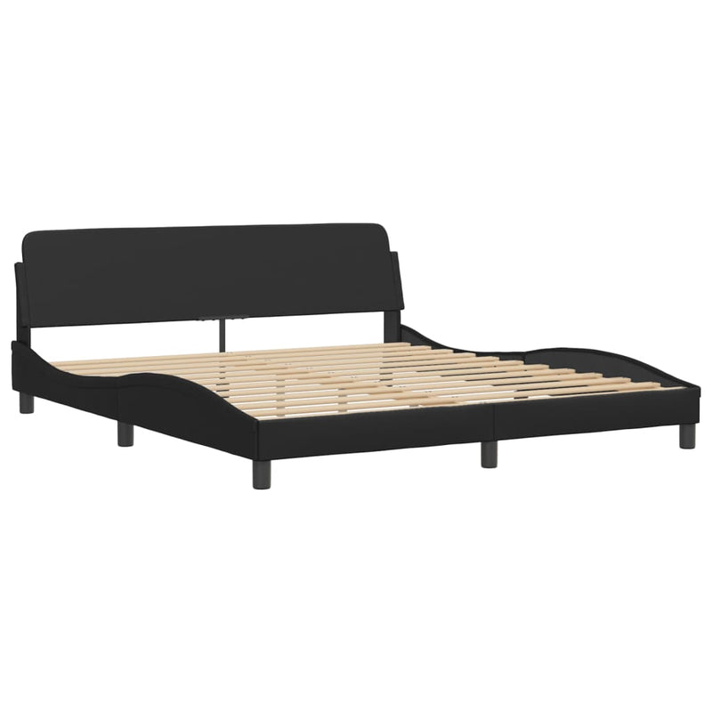 Bed Frame with LED Lights Black 180x200 cm Super King Faux Leather