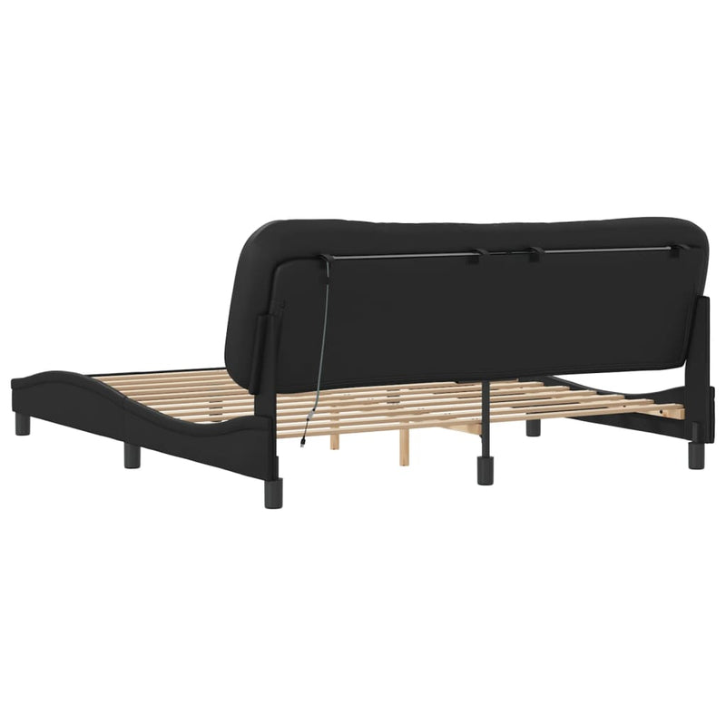 Bed Frame with LED Lights Black 180x200 cm Super King Faux Leather