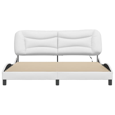 Bed Frame with LED Lights White 180x200 cm Super King Faux Leather