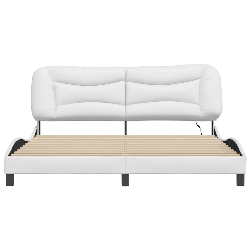 Bed Frame with LED Lights White 180x200 cm Super King Faux Leather