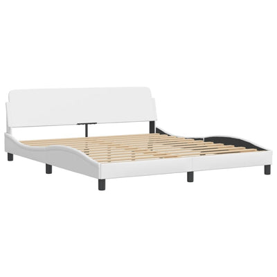 Bed Frame with LED Lights White 180x200 cm Super King Faux Leather