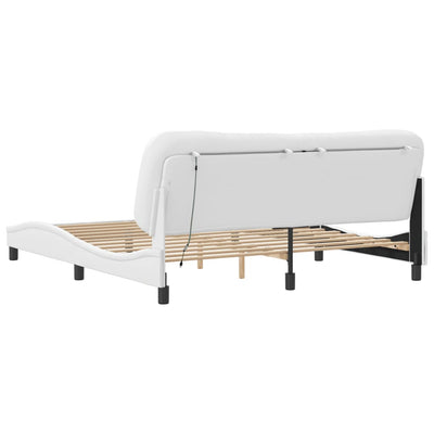 Bed Frame with LED Lights White 180x200 cm Super King Faux Leather