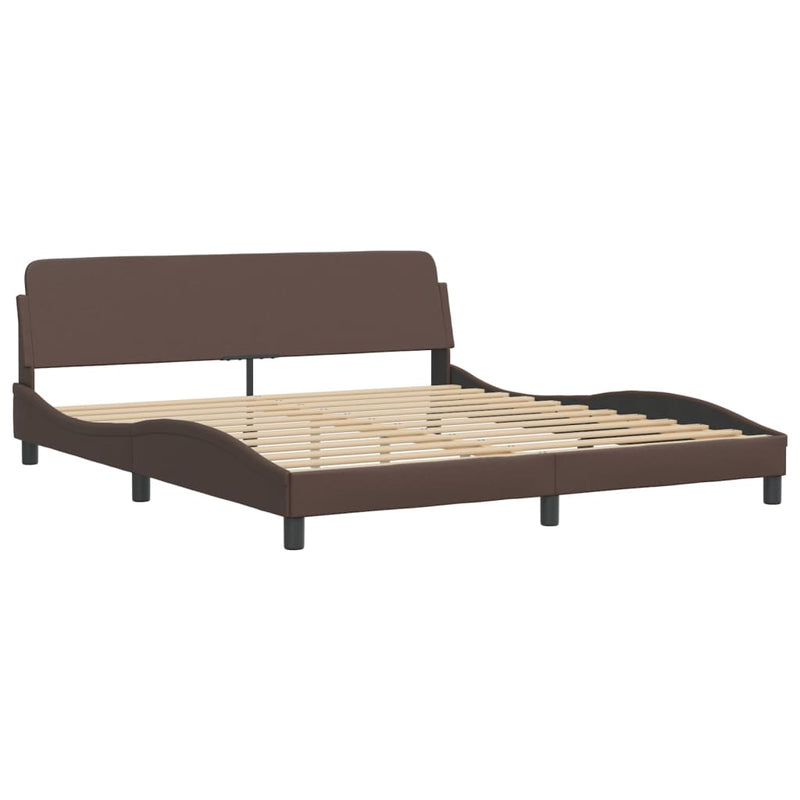 Bed Frame with LED Lights Brown 180x200 cm Super King Faux Leather