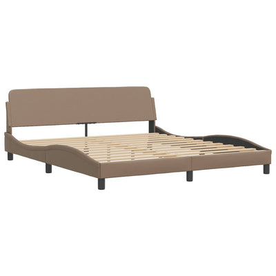 Bed Frame with LED Lights Cappuccino 180x200 cm Super King Faux Leather