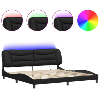 Bed Frame with LED Lights Black 200x200 cm Faux Leather