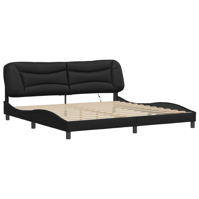 Bed Frame with LED Lights Black 200x200 cm Faux Leather