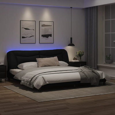 Bed Frame with LED Lights Black 200x200 cm Faux Leather