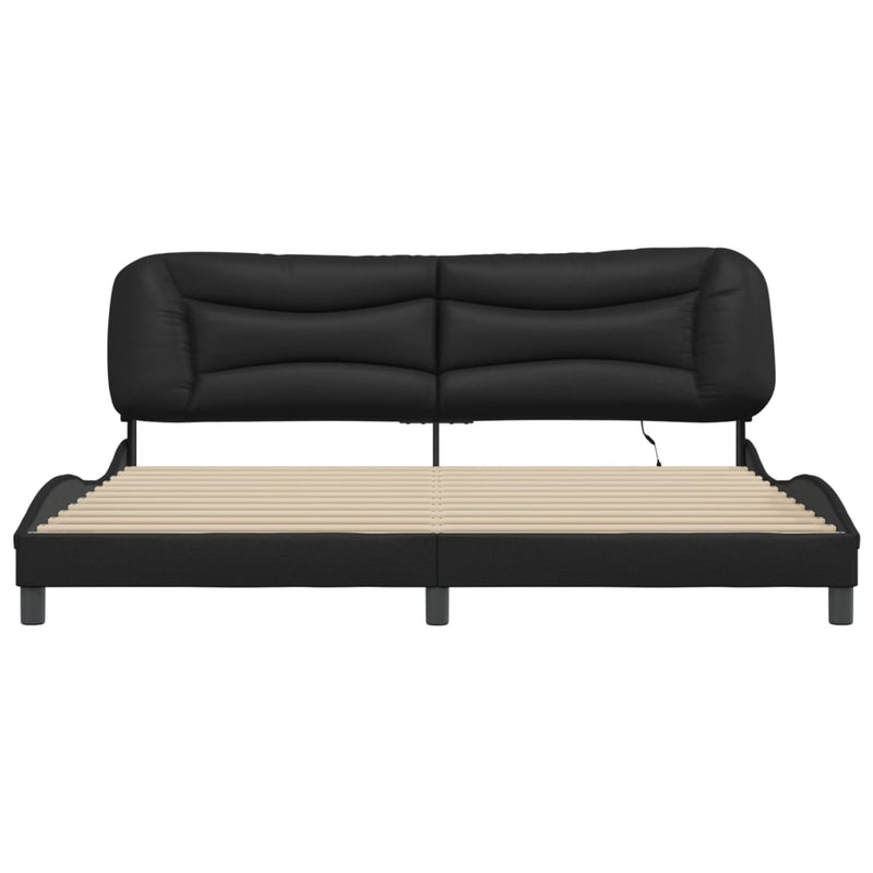 Bed Frame with LED Lights Black 200x200 cm Faux Leather