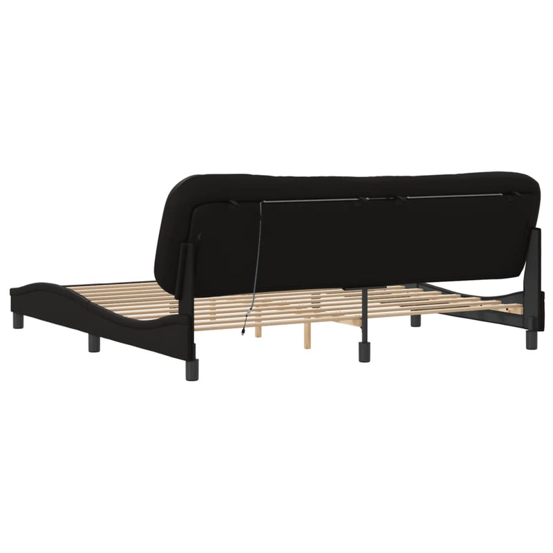 Bed Frame with LED Lights Black 200x200 cm Faux Leather