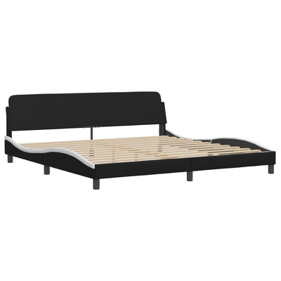 Bed Frame with LED Lights Black and White 200x200 cm Faux Leather