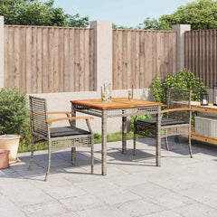 5 Piece Garden Dining Set with Cushions Grey Poly Rattan 80 cm table length 2