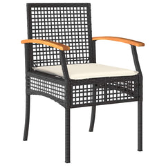5 Piece Garden Dining Set with Cushions Poly Rattan Black 160 cm table length 4
