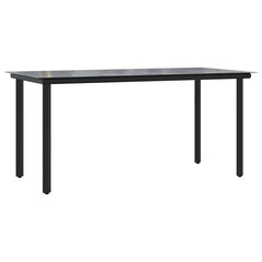 5 Piece Garden Dining Set with Cushions Poly Rattan Black 160 cm table length 4