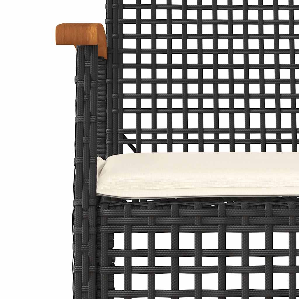 5 Piece Garden Dining Set with Cushions Poly Rattan Black 160 cm table length 4