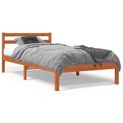 vidaXL Bed Frame | Wax Brown | Solid pine wood | Small Single | Durable 2