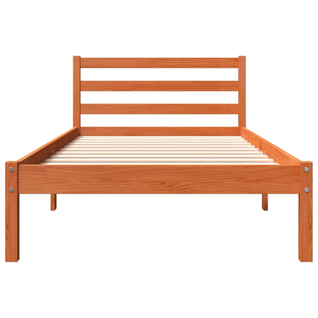 vidaXL Bed Frame | Wax Brown | Solid pine wood | Small Single | Durable 4