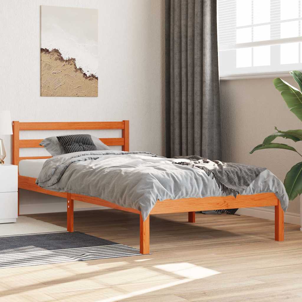 vidaXL Bed Frame | Wax Brown | Solid pine wood | Small Single | Durable 1