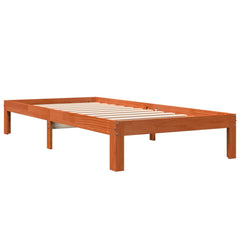 vidaXL Bed Frame without Mattress Wax Brown 75x190 cm Small Single Solid Wood Pine 3