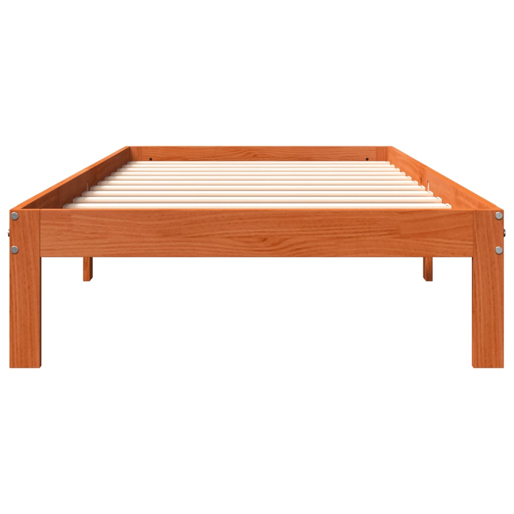 vidaXL Bed Frame without Mattress Wax Brown 75x190 cm Small Single Solid Wood Pine 4