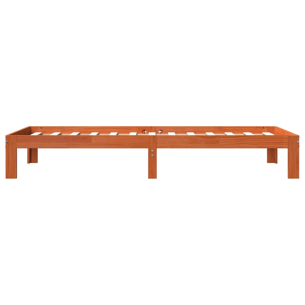 vidaXL Bed Frame without Mattress Wax Brown 75x190 cm Small Single Solid Wood Pine 5