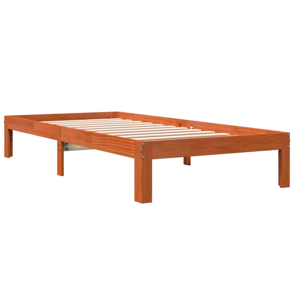 vidaXL Bed Frame without Mattress Wax Brown 75x190 cm Small Single Solid Wood Pine 6