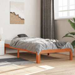 Bed Frame without Mattress Solid Wood Pine Wax Brown 100 x 200 cm
