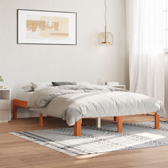 Bed Frame without Mattress Solid Wood Pine Wax Brown 140 x 200 cm