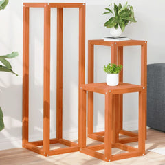 3 Piece Plant Stand Set Solid Wood Pine Wax brown