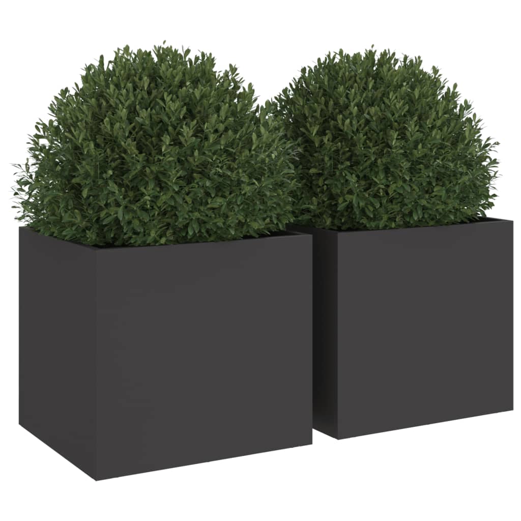 vidaXL Planters 2 pcs Black 32x30x29 cm Steel 4