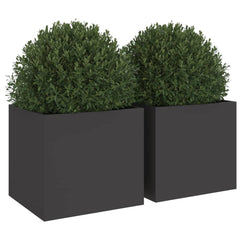vidaXL Planters 2 pcs Black 32x30x29 cm Steel 4