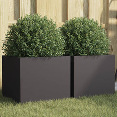 vidaXL Planters 2 pcs Black 32x30x29 cm Steel 1