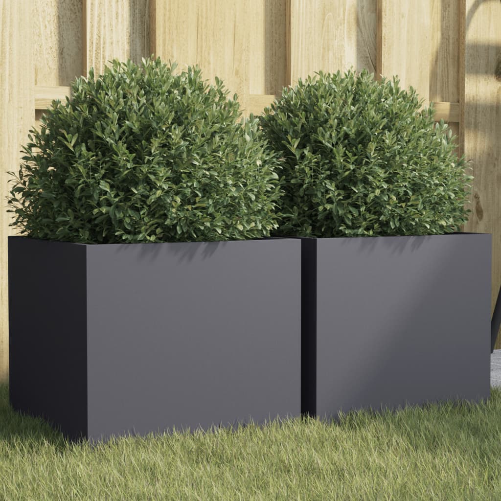 vidaXL Planters 2 pcs Anthracite 32x30x29 cm Cold-rolled Steel 1