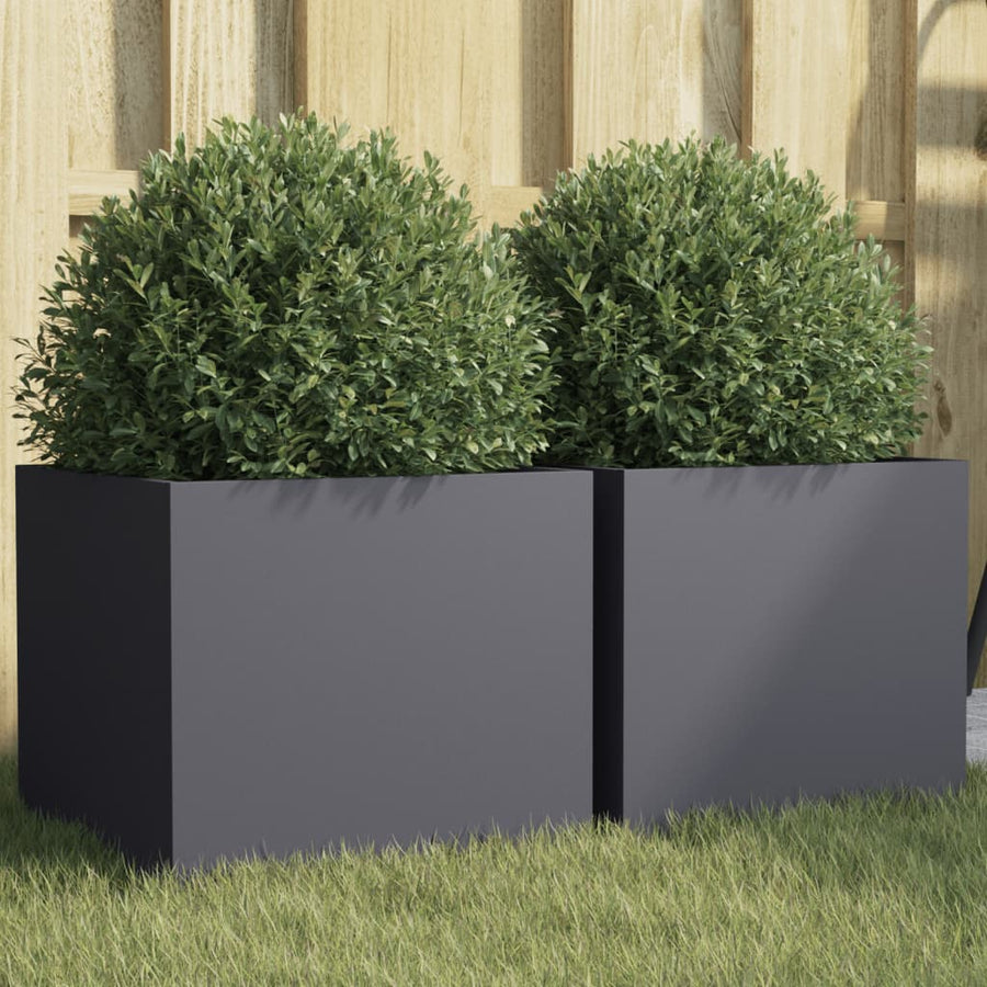 vidaXL Planters 2 pcs Anthracite 32x30x29 cm Cold-rolled Steel 1