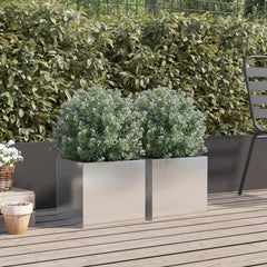 Garden Planter Silver 2 pcs Stainless Steel Depth 30 cm 32 cm 29 cm