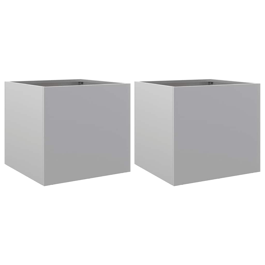 vidaXL Planters 2 pcs Silver 32x30x29 cm Galvanised Steel 2