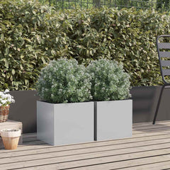 vidaXL Planters 2 pcs Silver 32x30x29 cm Galvanised Steel 3