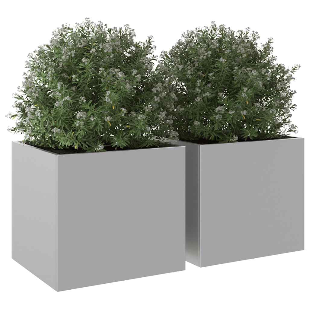 vidaXL Planters 2 pcs Silver 32x30x29 cm Galvanised Steel 4