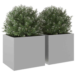 vidaXL Planters 2 pcs Silver 32x30x29 cm Galvanised Steel 4