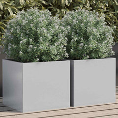 vidaXL Planters 2 pcs Silver 32x30x29 cm Galvanised Steel 1