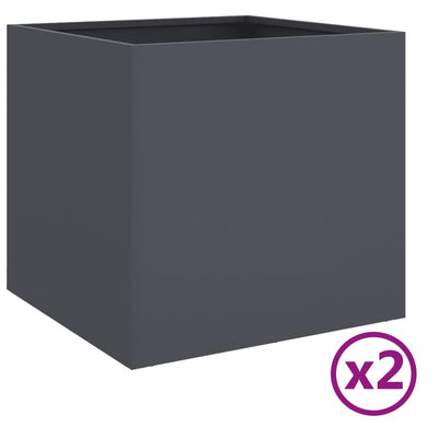 Planters 2 pcs Anthracite 42x40x39 cm Cold-rolled Steel