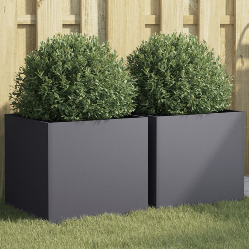 Planters 2 pcs Anthracite 42x40x39 cm Cold-rolled Steel